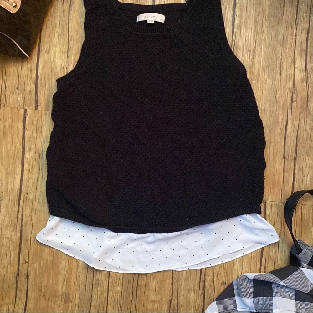 Size Petite Medium Loft Mixed Media Knit Sweater Vest